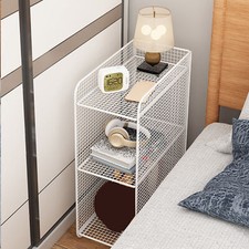 Bedside Storage Shelf Space Saving Metal Heavy Duty Rack Side Shelving Table