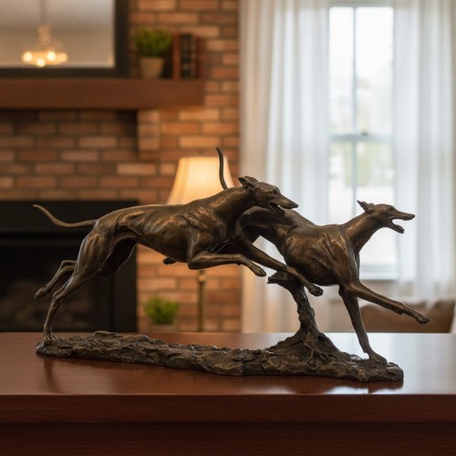 Bronze greyhounds sculpture - bronze,