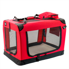FABRIC PET CARRIER CRATE LARGE L RED KCT PORTABLE FOLDABLE DOG CAT TRAVEL BAG