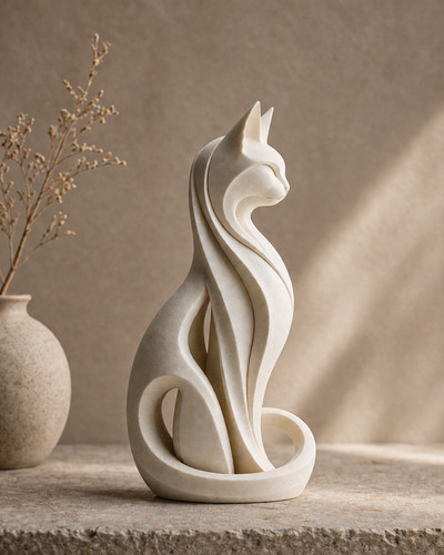 Minimalist cat statue - cat, modern