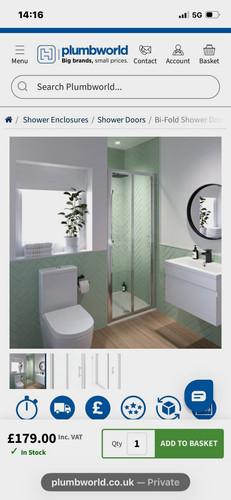 Washford chrome fold shower - washford,