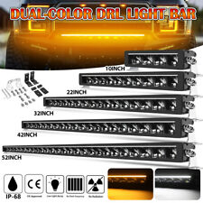 Led Light Bar 10/22/32/42/52"Dual Color DRL Spot Flood Offroad Truck Driving 4WD