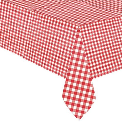 Red gingham table - red,