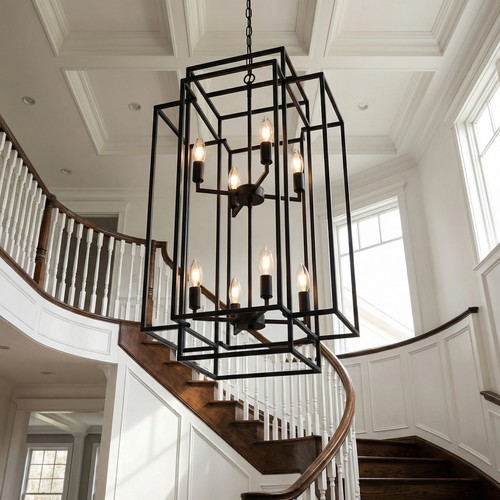 Light farmhouse chandelier - 8-light,