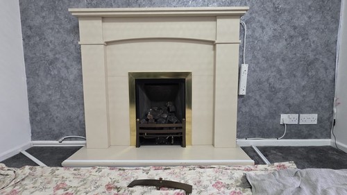 Marble fireplace with coal - fireplace,