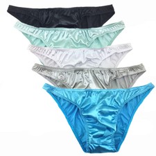 1 Or 5 Pack Mens Sexy Satin String Bikini Underwear Bulge Pouch Brief Shorts,S M