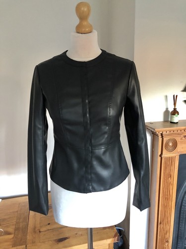 Zara black faux leather jacket - leather,
