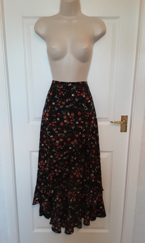 Gypsy skirt black floral - skirt,