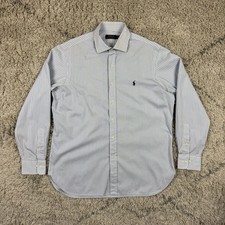 Men's Ralph Lauren dress shirt L/S cutaway collar white blue stripe 16.5”