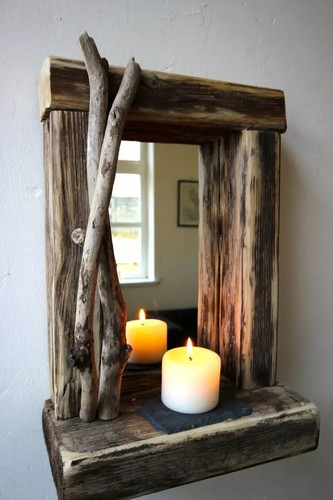 Driftwood candle mirror flat
