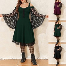 UK Women Gothic Steampunk Victorian Medieval Party Halloween Costume Fancy Dress