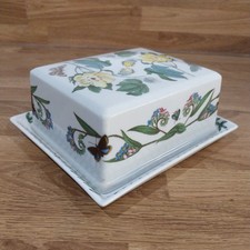 Portmeirion botanic garden butter dish & Cover cotton flower forget-me-not daisy