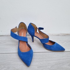 Kaleidoscope Real Suede Shoes Royal Blue UK 6 High Heels Strap Court Pointy