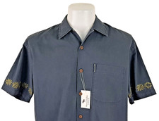 ABERCROMBIE & FITCH Mens Blue S/S EMBROIDERED HAWAIIAN SHIRT - M (L) - 48" - £65