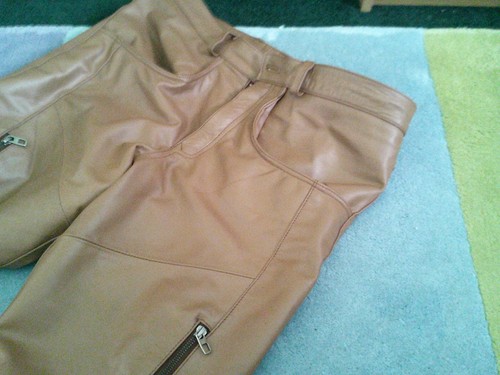 Light brown soft leather jeans - light,