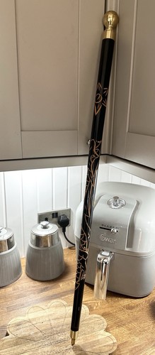 Black gold handle walking - black,