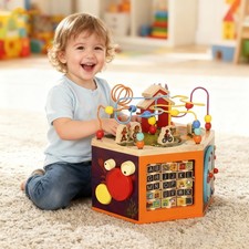 Wooden Activity Cube, 8 in 1 Baby Activity Cube Toy for 18+ Months