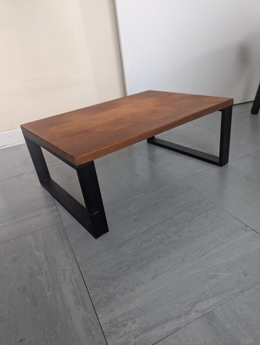 Low wooden stool metal legs - on,