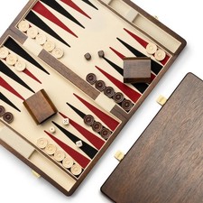 Luxury Wooden Walnut Backgammon Set with Folding Wood Case 18“ x 14.5” Lingle