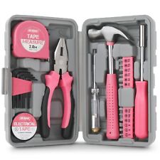 Women Pink Tool Set DIY Kit with Pink Hammer, Pliers, Screwdrivers 24 PC