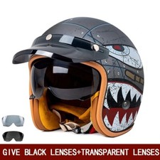DOT Retro Open Face Half Motorcycle Motorbike Helmet Vintage