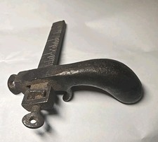 ANTIQUE C.S. Osborne(?) Cast Iron Pistol Grip Draw Leather Slitting Tool Knife