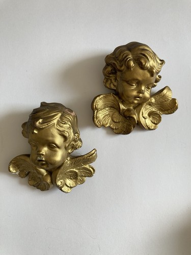 Vintage chalkware gilt - chalkware, cherub