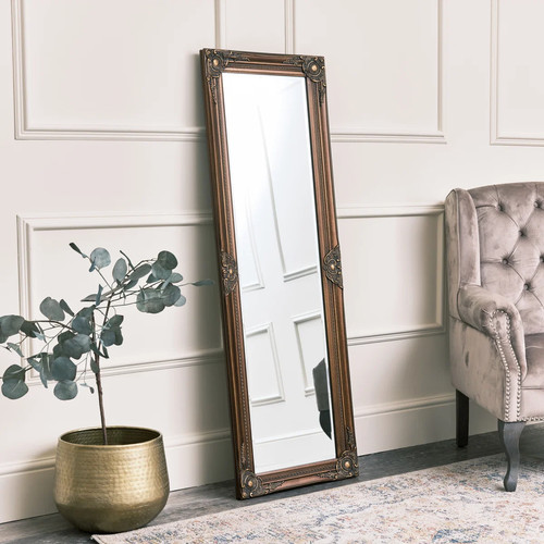 Tall ornate gold wall mirror - ornate,