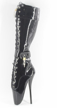 Stiletto ballet boots knee high lockable high heel double lock 7" 18cm