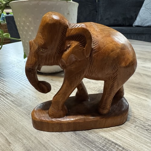 Hand carved wooden elephant - carved,