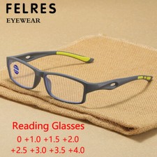 Blue Light Blocking Square Sport Reading Glasses Men Women Presbyopic Readers 
