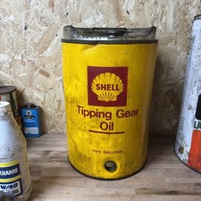 VINTAGE SHELL TIPPING  GEAR OIL - 5 Gallon ROUND Oil Drum 
