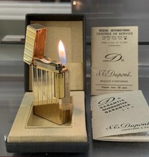 Vintage S.T. Dupont Line 1 Large Gold-Plated Lighter  Vertical Pattern