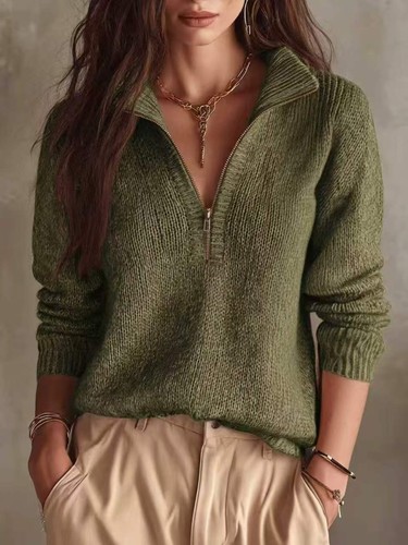 Knitted half zip casual - knitted,