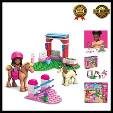 MEGA Barbie Horse Jumping Set - 68 Blocks, Micro-Doll, Horse & Pony - Gift fo...