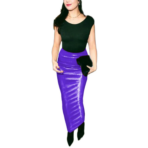 Shiny pvc leather hobble - shiny, skirt
