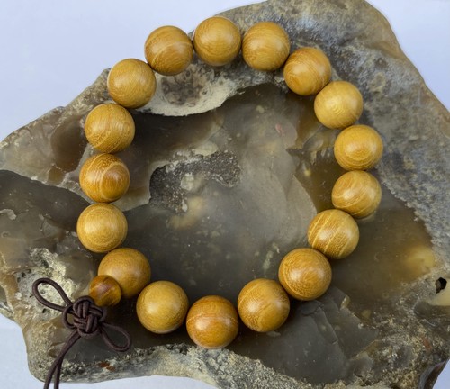Golden sandalwood wrist mala - sandalwood,