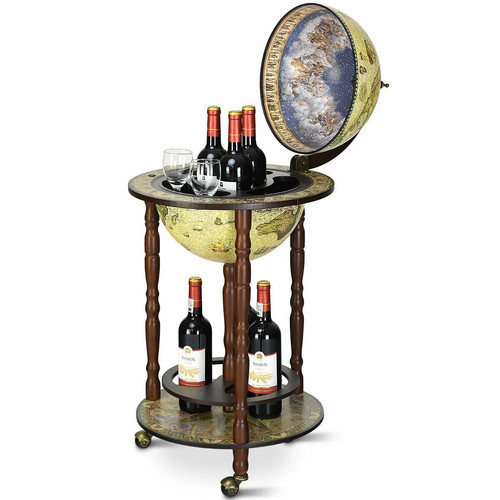 Wooden globe drinks - globe, cabinet