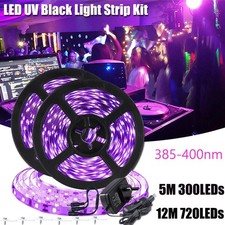 LED UV Black Light Strip Kit 385-400nm 5M 12M Blacklight Ultraviolet Lamp Party