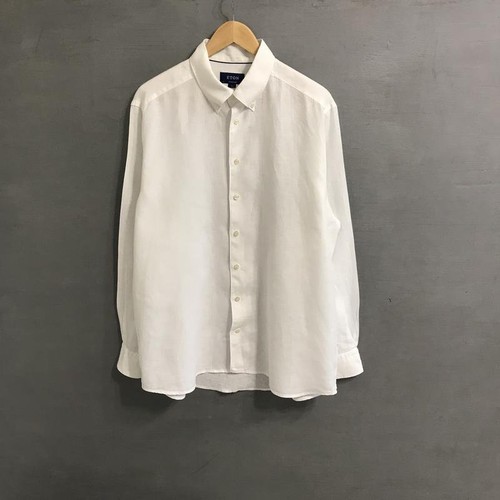 Men eton shirt white linen - shirt,