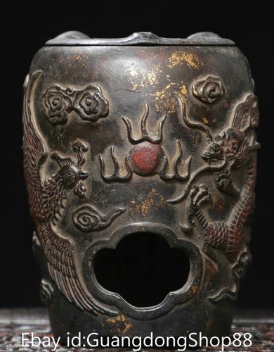 Old chinese bronze gilt - 6",