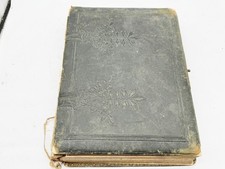 ANTIQUE VICTORIAN CDV PHOTO ALBUM EMBOSSED COVER WITH FLORAL DECOR PAGES
