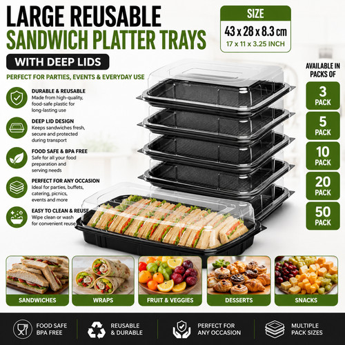 Large reusable black sandwich - large,