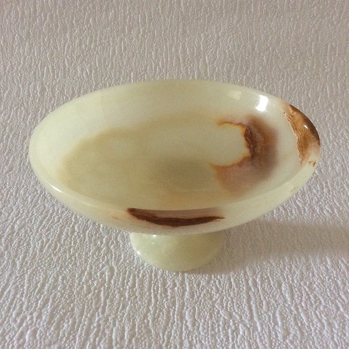 Green onyx pedestal - , footed