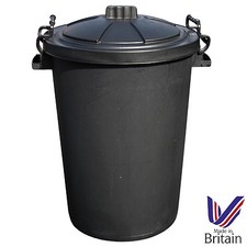 BLACK 80/85L Litre Plastic Bin