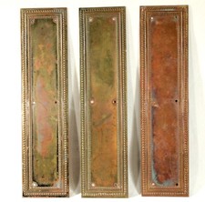 ANTIQUE SET 3 VICTORIAN BRASS DOOR FINGER PLATES