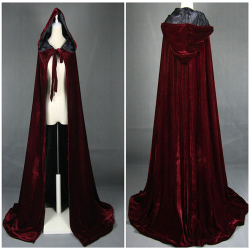 Velvet hooded cloaks robe - hooded,