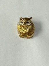 Vintage Gold Tone Owl Brooch