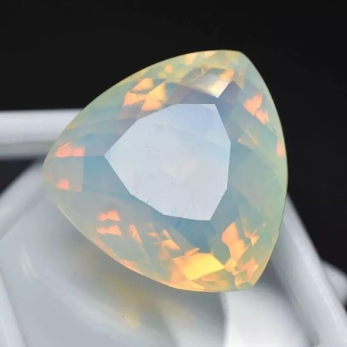 White fire opal - trillion, cut