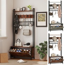 5-In-1 Coat Rack with Shoe Storage Bench for Hallway Living Room